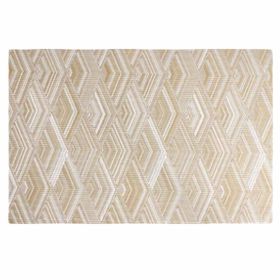 4 Pcs PVC Placemats Dining Table Place Mats Heat Resistant Woven Polyester Non-slip Table Mats 17.7x11.8 inch, Gold