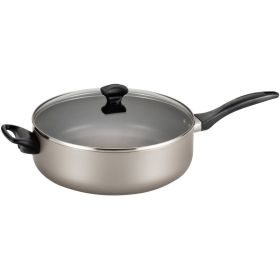 Dishwasher Safe Nonstick 6 Quart Jumbo Cooker/ Chef's Pan with Helper Handle and Glass Lid, Great for Family Meals, Dishwasher Safe, Champagne